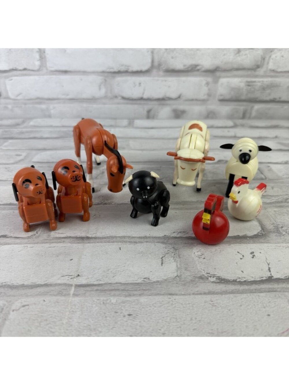 Fisher Price 1968 Farm Animals Lot Of 8 Horse Cow Dog Chicken Sheep More